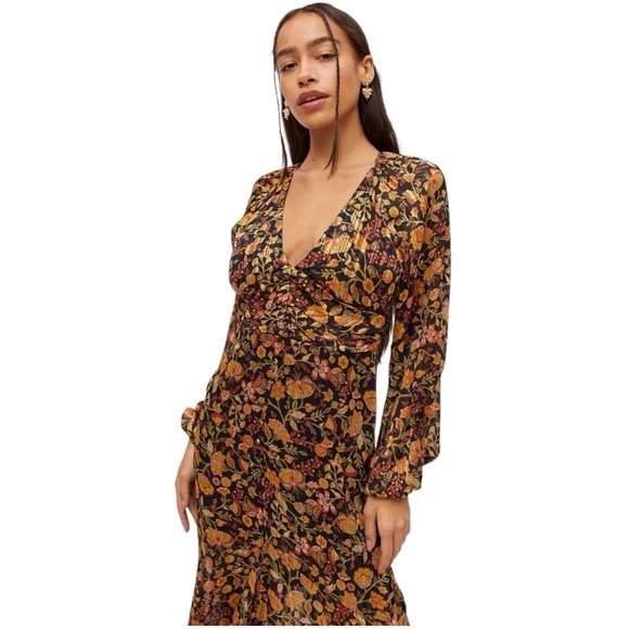 MINKPINK Feeling Bold Mido Dress Black Red Gold High Low Party Sz S Long Sleeve - Picture 4 of 12